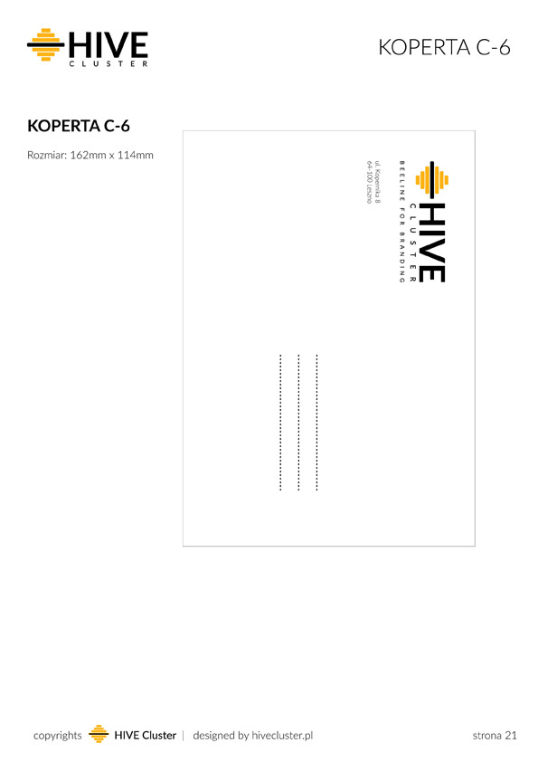 Projekt koperty dla agencji brandingowej Hive Cluster